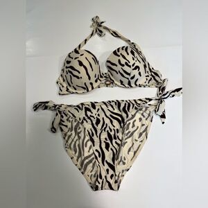St.Bernard Zebra-print Bikini Set Size 14